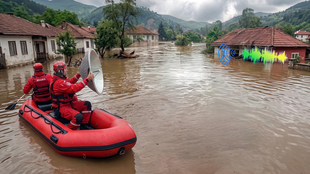 Sel basmış yerleşim bölgesinde kurtarma botundan O.K.V. ile akustik arama